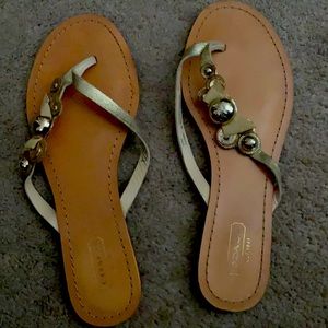 Coach dressy flip flops gold size 8